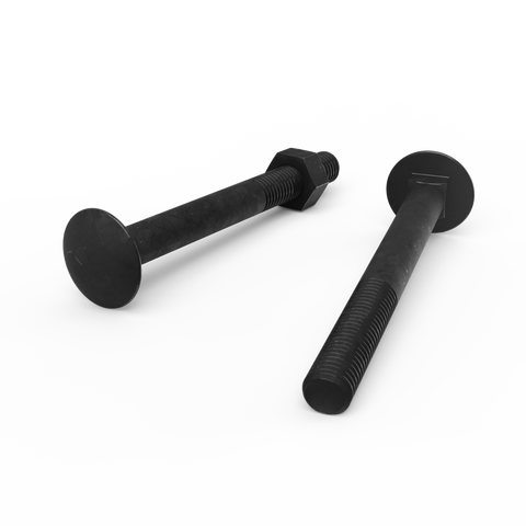 Zenith M10 Cup Head Bolts and Nuts - 100mm - Hot Dipped Galvanised Black - Coarse Thread - Secure Fastening - SuperSaverAU - view 1