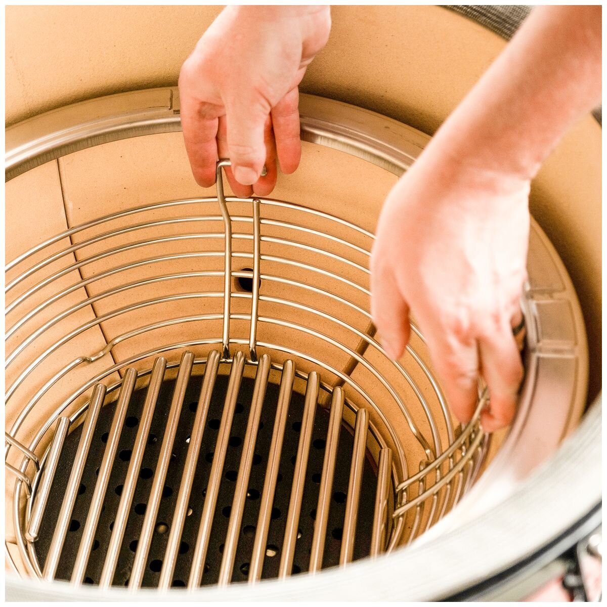 Kamado Joe Big Joe charcoal basket - Stainless steel, divider included, open-grid airflow - BJ-MCC24