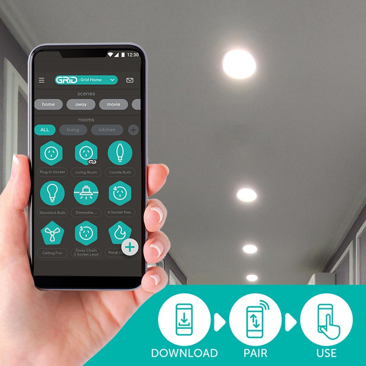 DETA 10W 940lm Grid Connect Smart LED Downlight Hardwired DET902HA