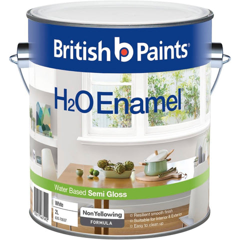 British Paints H2O Enamel - 2L - Water Based - Semi Gloss Finish - SuperSaverAU - view 1