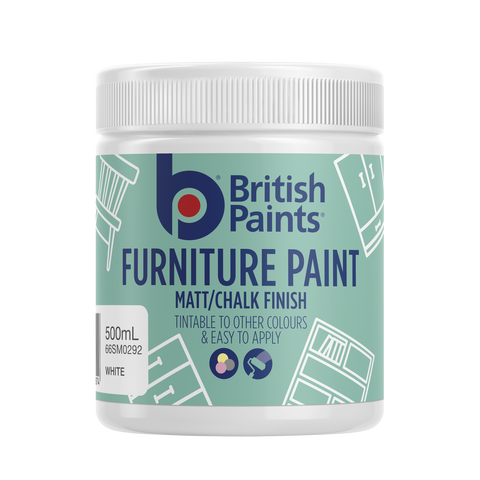 British Paints White Base Matt/Chalk Furniture Paint 0.5L, Tintable