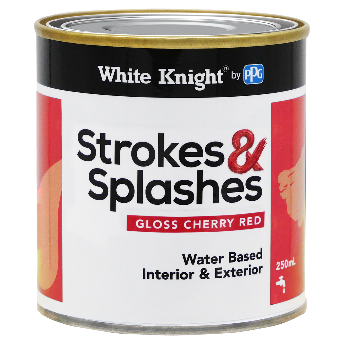 White Knight Cherry Red 250ml Strokes and Splashes Paint Water Based - SuperSaverAU - view 1