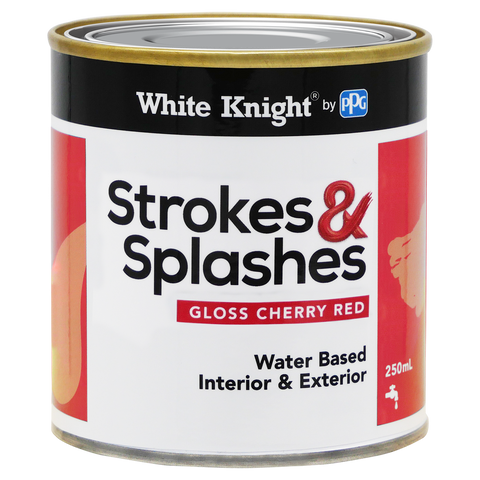 White Knight Cherry Red 250ml Strokes and Splashes Paint Water Based - SuperSaverAU - view 1