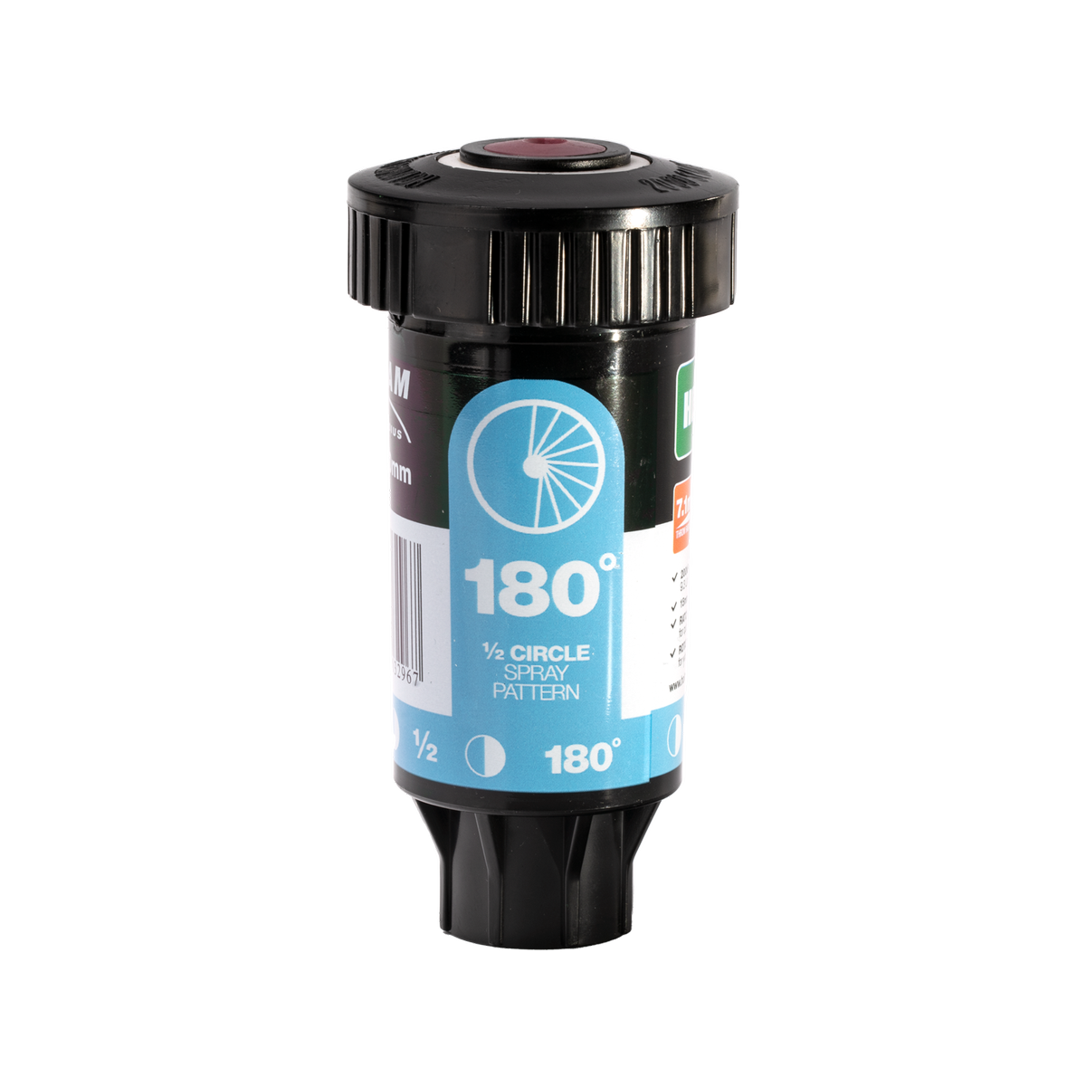 Holman 50mm Longstream Rotating Pop Up Sprinkler 1/2 Circle - 15mm BSP, 800 kPa, Black