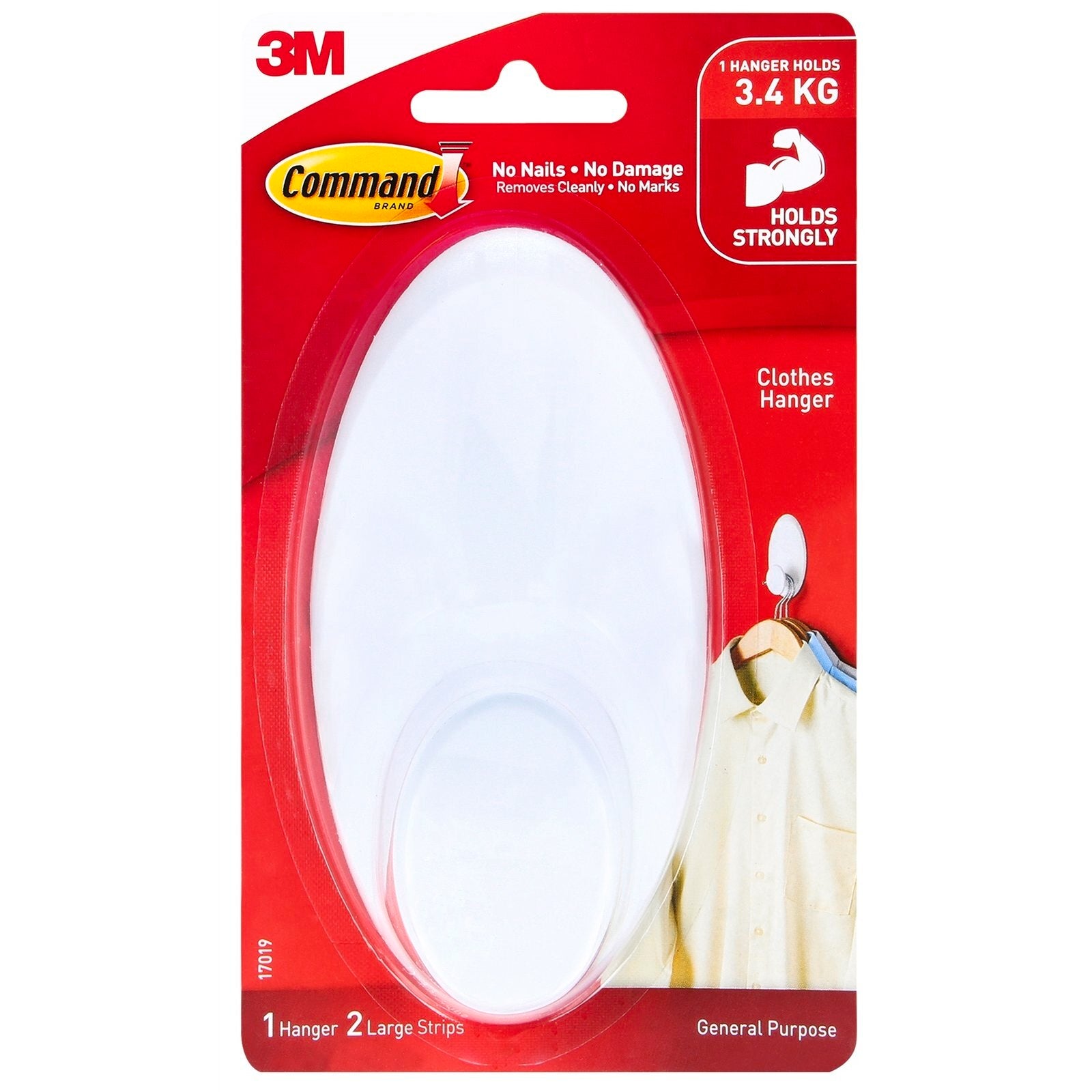 Command White Adhesive Clothes Hanger Damage-Free Self-Adhesive