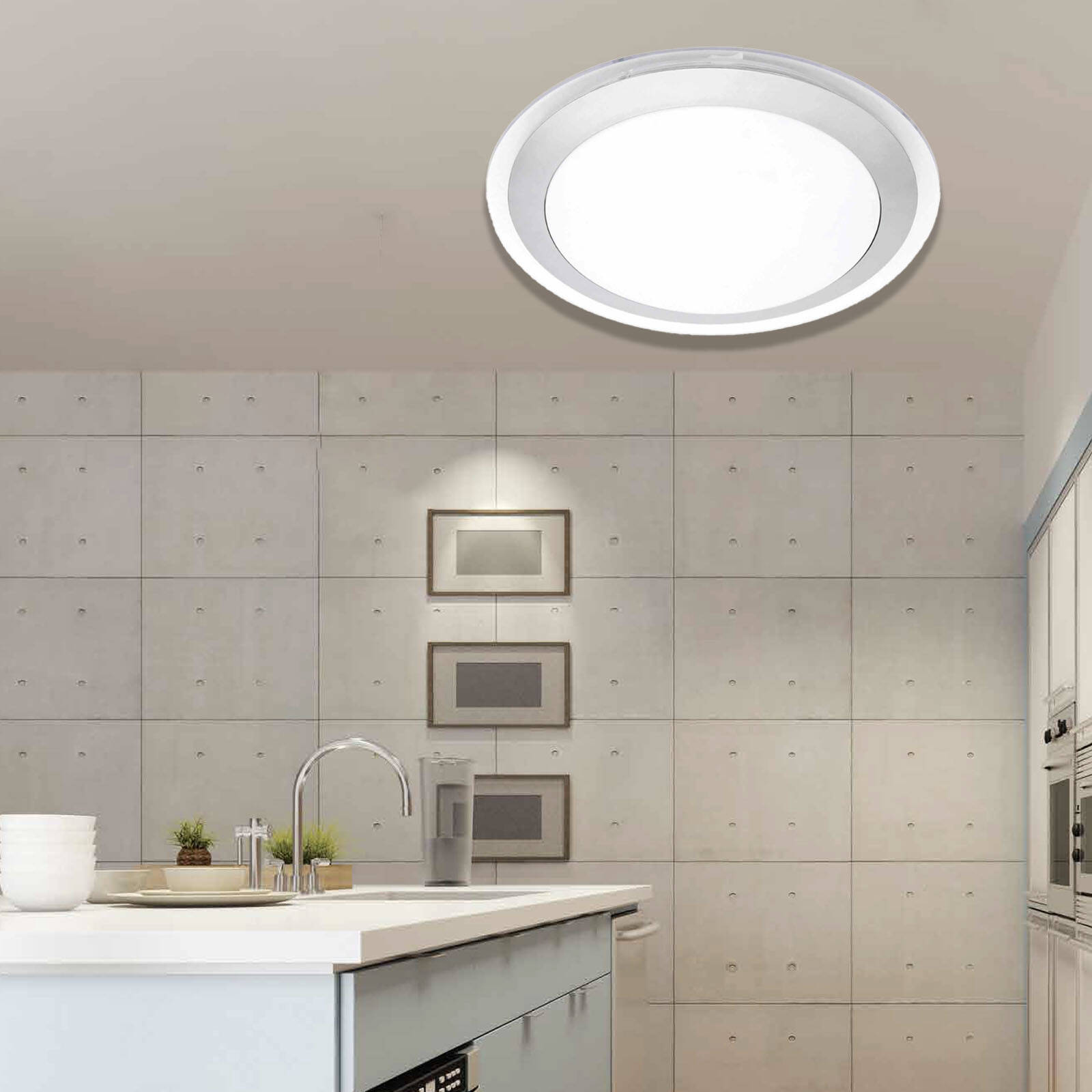 Brilliant Lighting Charlton LED Oyster Ceiling Light, 43cm, 22W, Silver Acrylic, Hardwired 19653/11