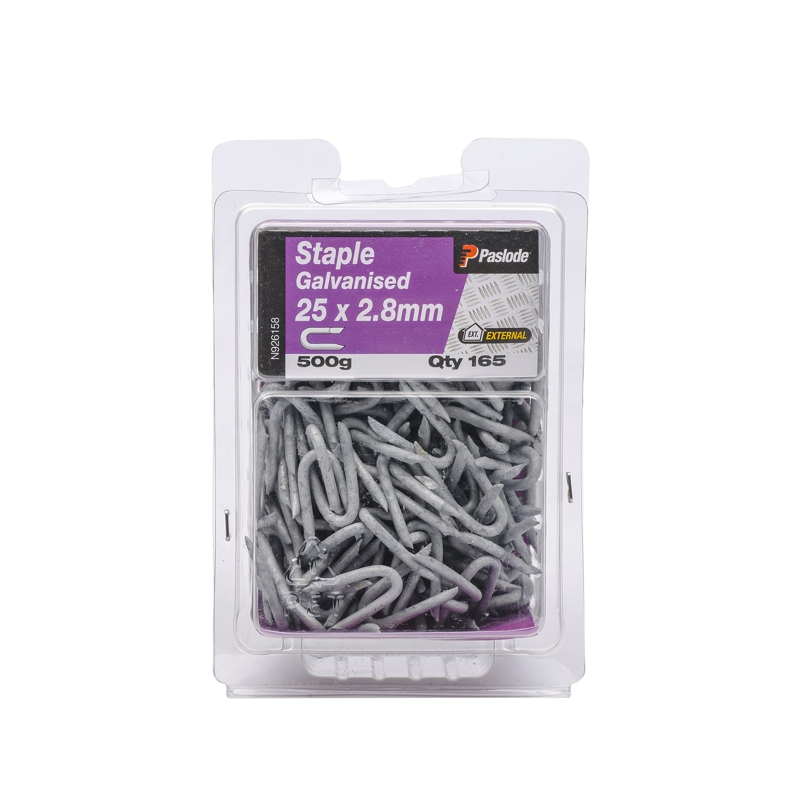 Paslode 25 x 2.8mm 500g Galvanised Steel Staple Nails - 165 Pack