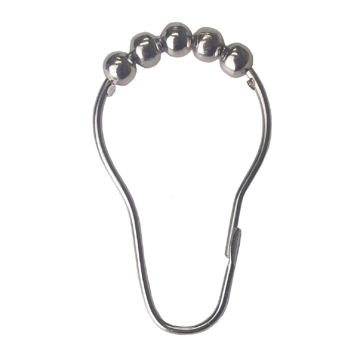 Barelli Chrome Metal Shower Curtain Rings with Rollers, 12 Pack
