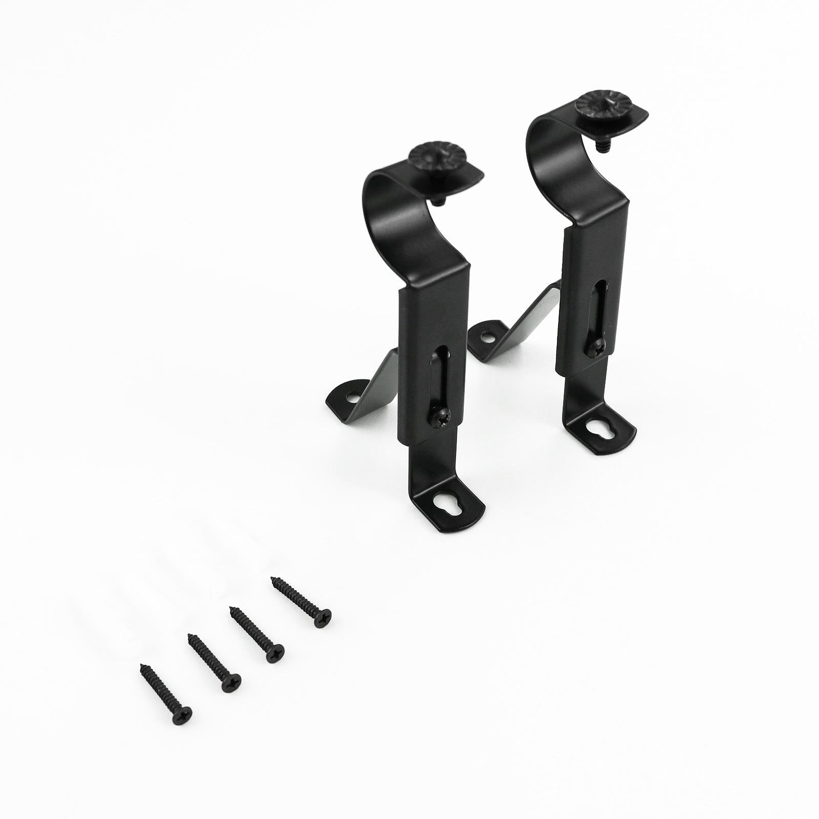 Windoware 25mm Black Metal Adjustable Curtain Bracket - 2 Pack