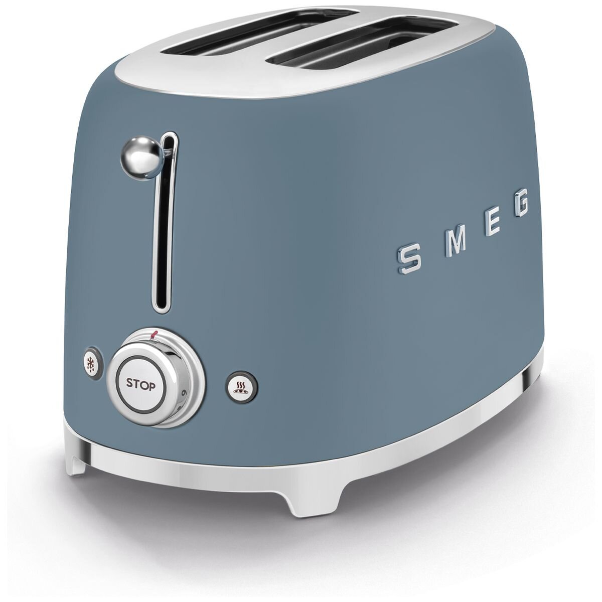 Smeg 50s Retro Style 2 Slice Toaster - Storm Blue Matte, Backlit Controls, Six Browning Levels - TSF01SBMAU