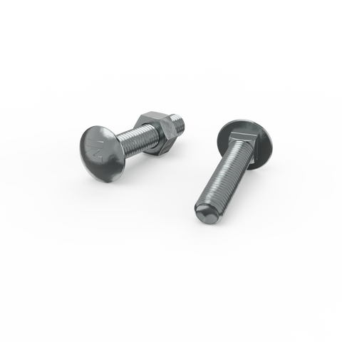 ZENITH M10 x 50mm Zinc Plated 4.6 Grade Cup Head Bolt and Nut