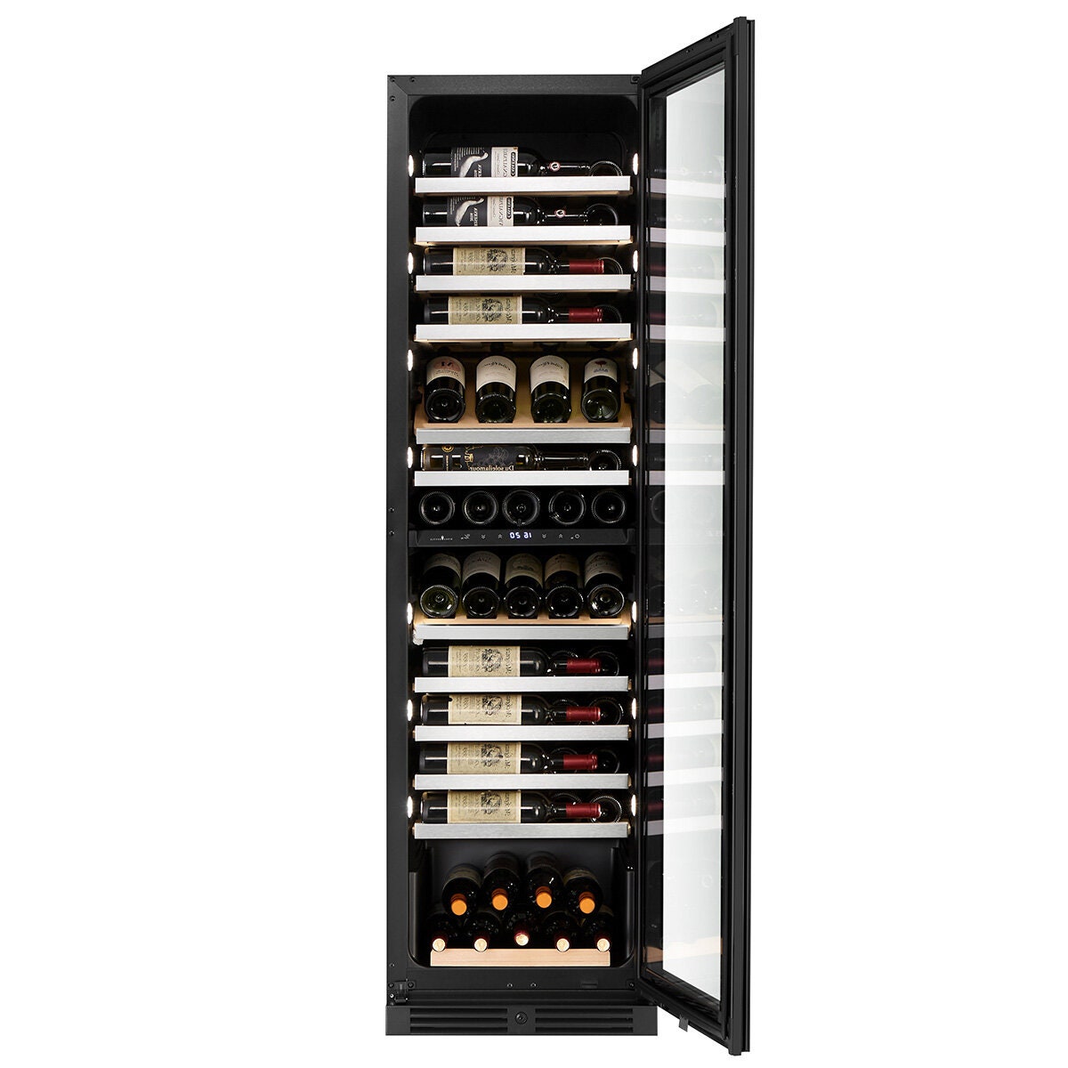 KingsBottle Atelier Duo 86 Bottle Dual Zone Wine Fridge - Black Glass Door - Right Hinge - KB245DX-BK-RHH