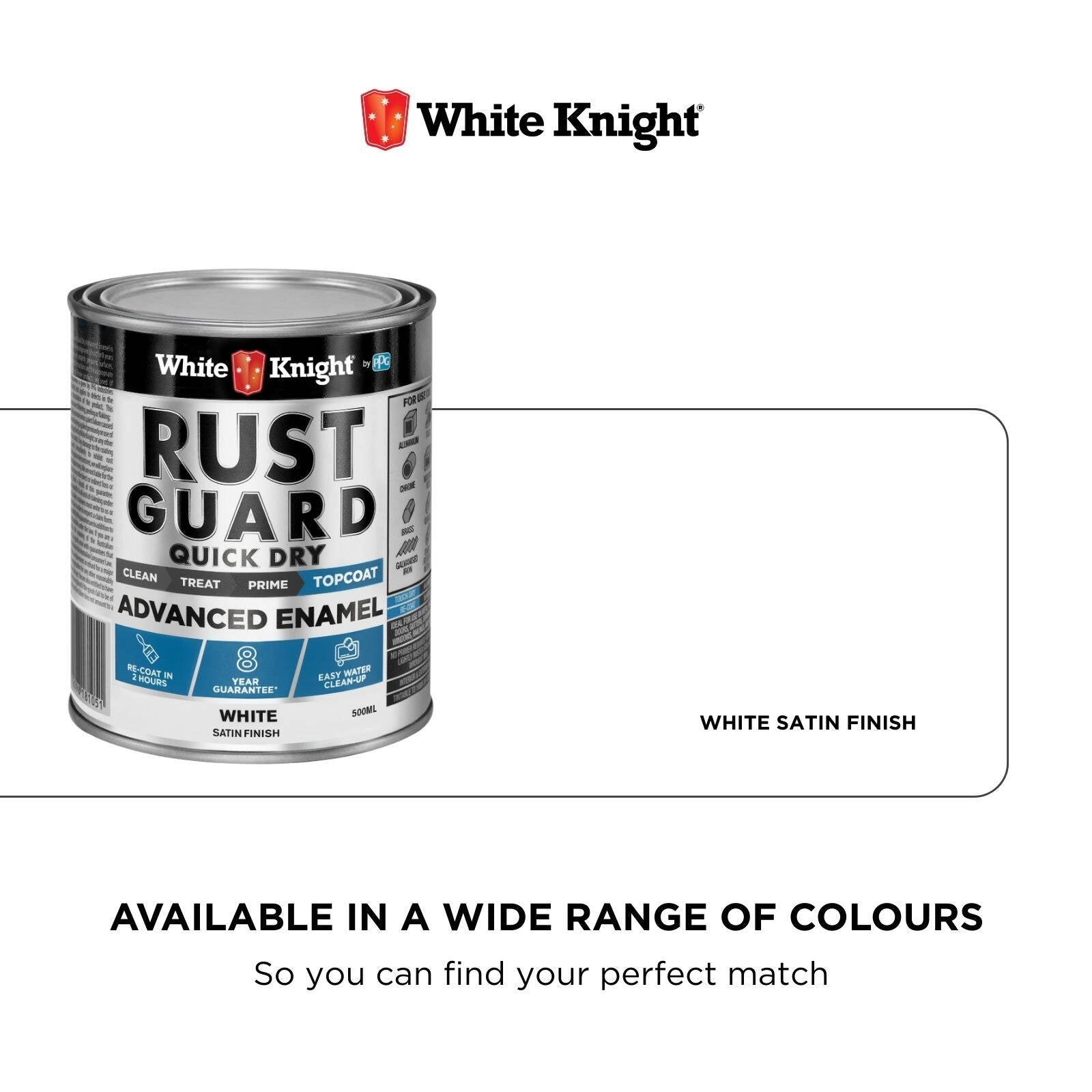 White Knight Rust Guard Quick Dry Enamel 500ml White Satin