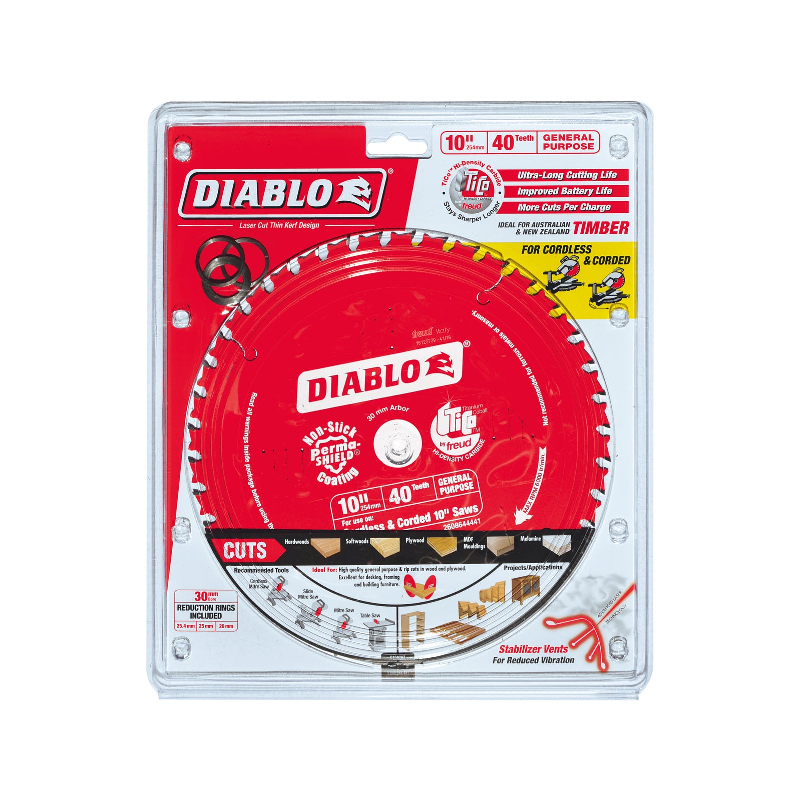 Diablo 245mm 40T General Purpose Circular Saw Blade 30mm Arbor