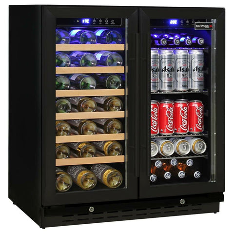 Schmick 165L Twin Zone Beverage Centre - Black, Dual-Glazed Glass Doors, Separate Beer and Wine Zones - JC165B