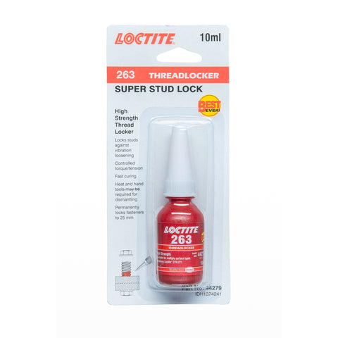 Loctite 263 Studlock 10ml Threadlocker, Red High Strength, Solvent Resistant