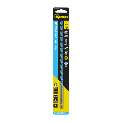 Kango 8 x 260mm Multi-Material Drill Bit - Carbide Tip, 1/4" Hex Shank