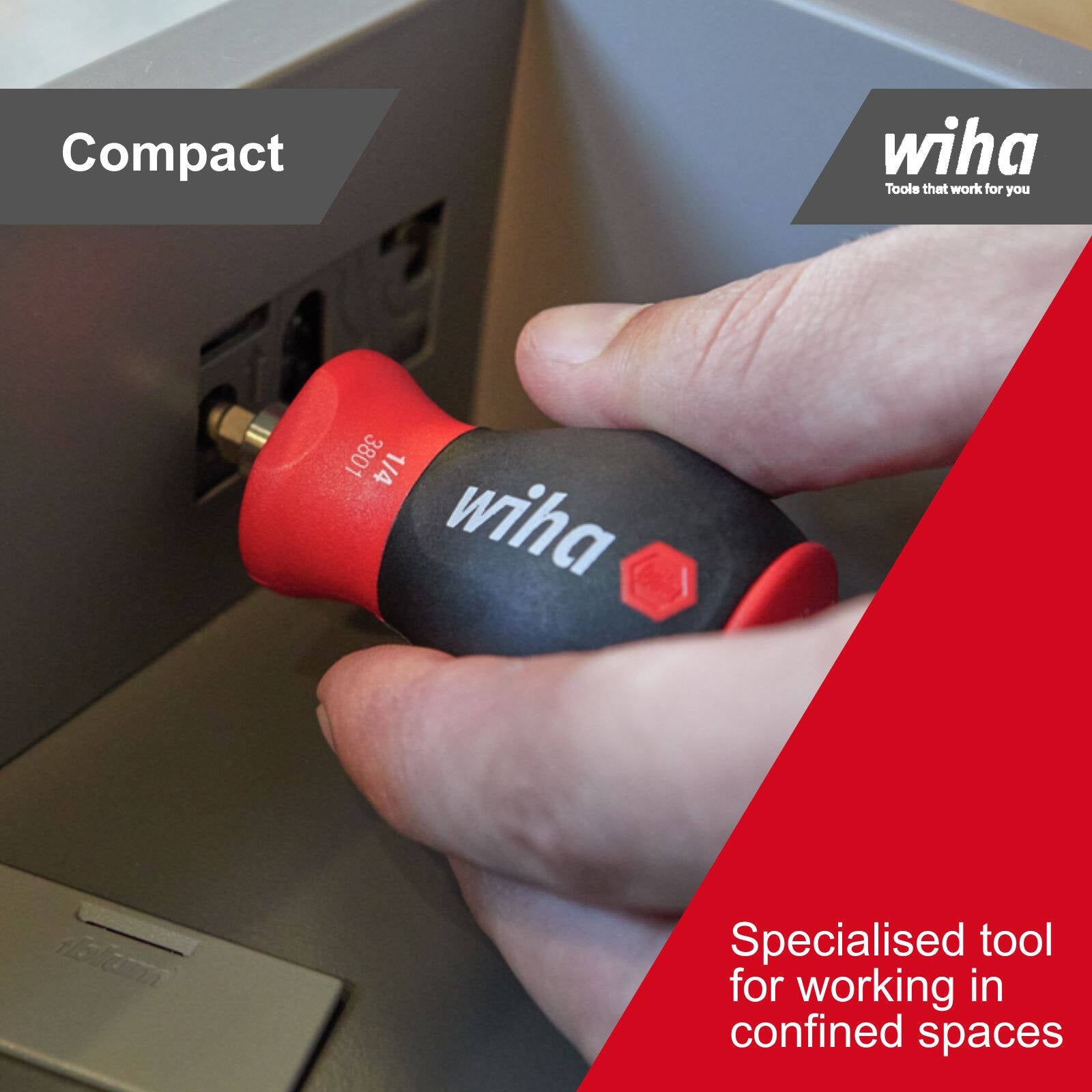 Wiha Stubby Screwdriver Bit Holder with 6 Bits 3 Flat 3 Phillips