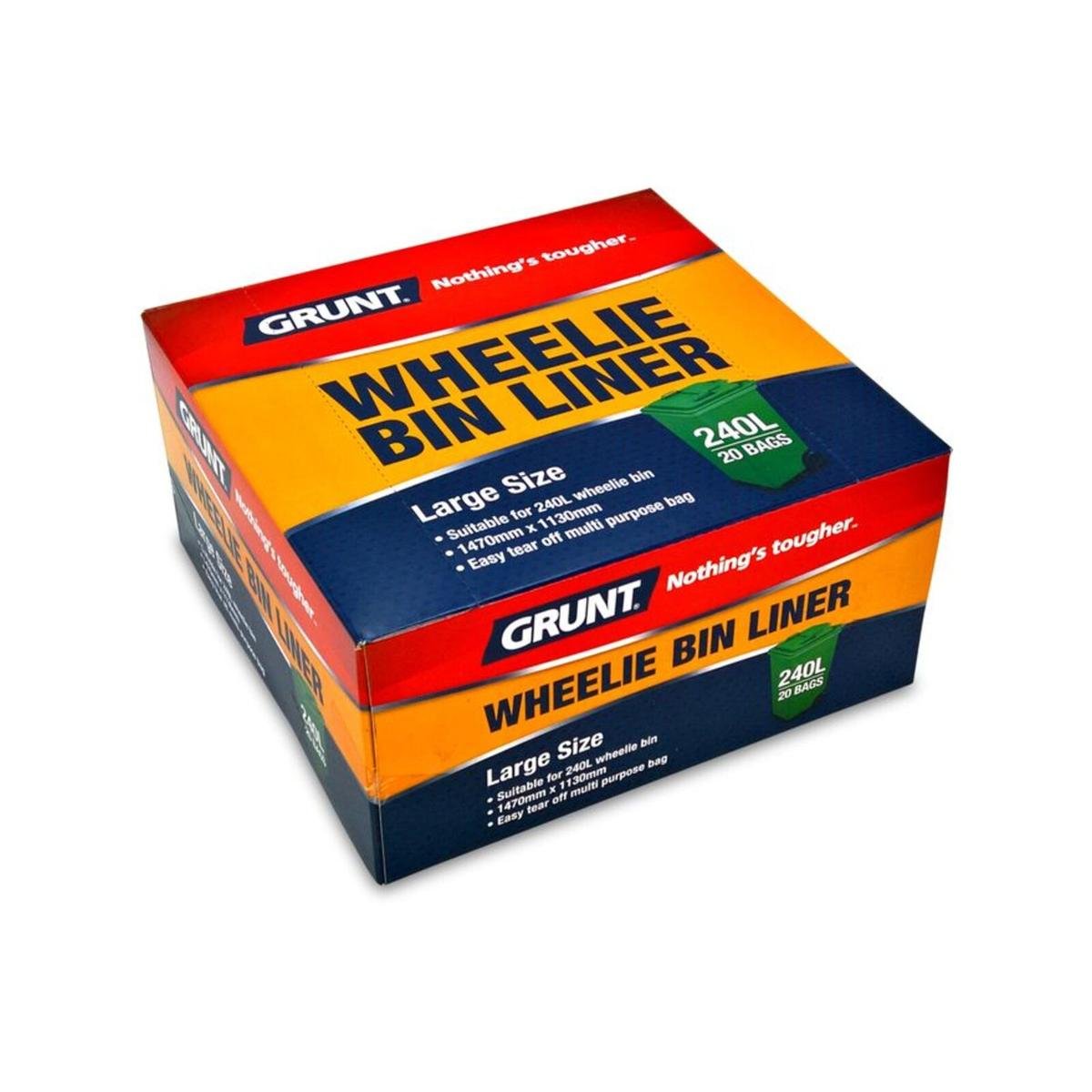 Grunt 240L Wheelie Bin Liners - 20 Pack - Plastic - Easy Tear - Durable - SuperSaverAU - view 1