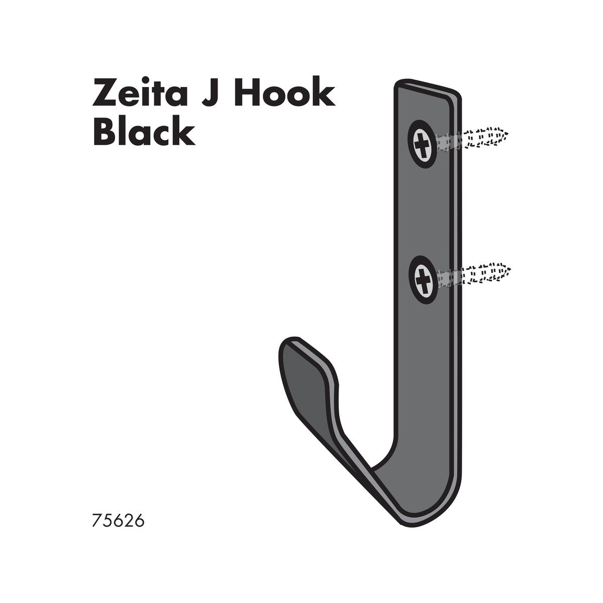 Adoored Black Zinc Plated Zieta Deco Hat and Coat Hook