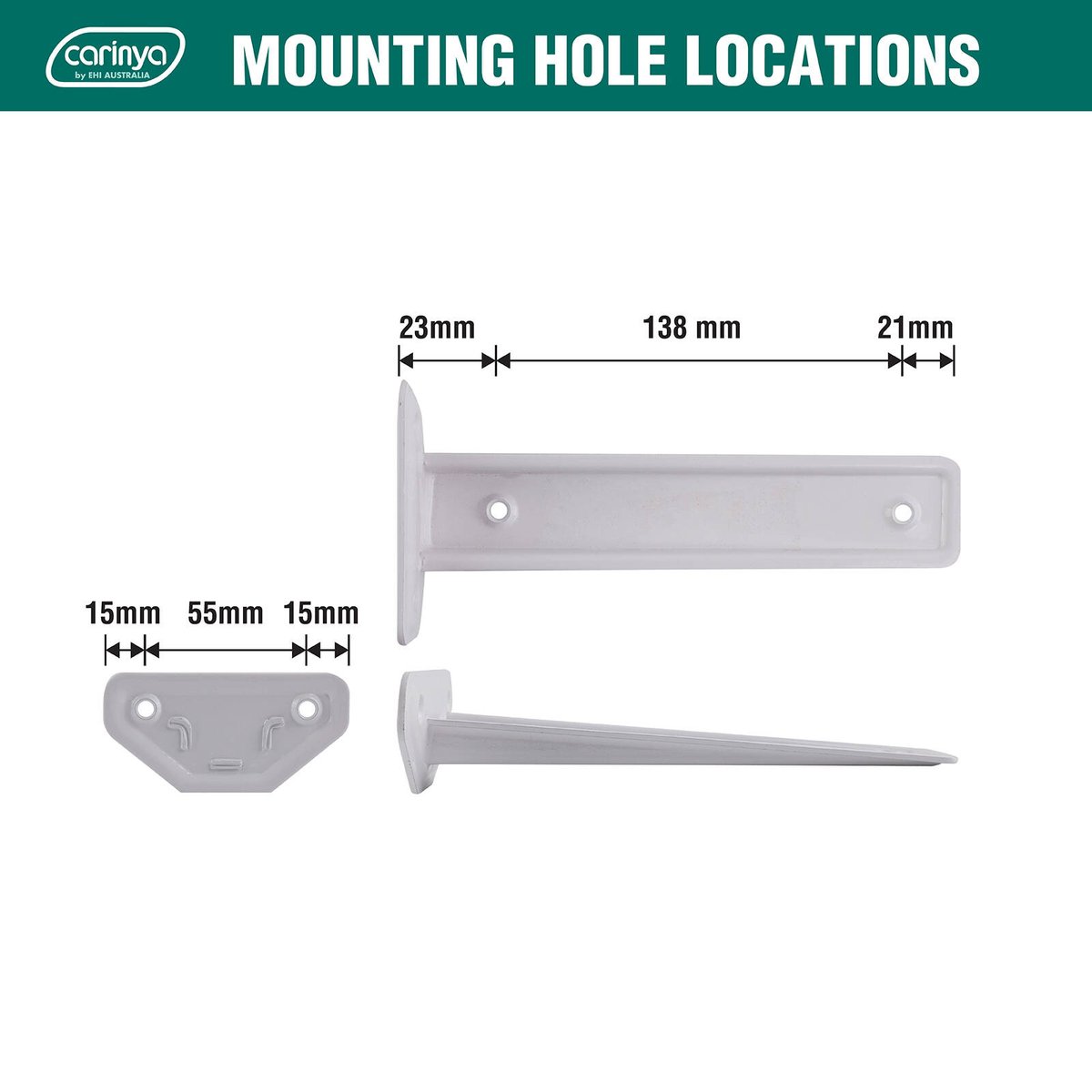 Carinya 189 x 39mm White Powder Coated Steel Floating Shelf Bracket 50kg