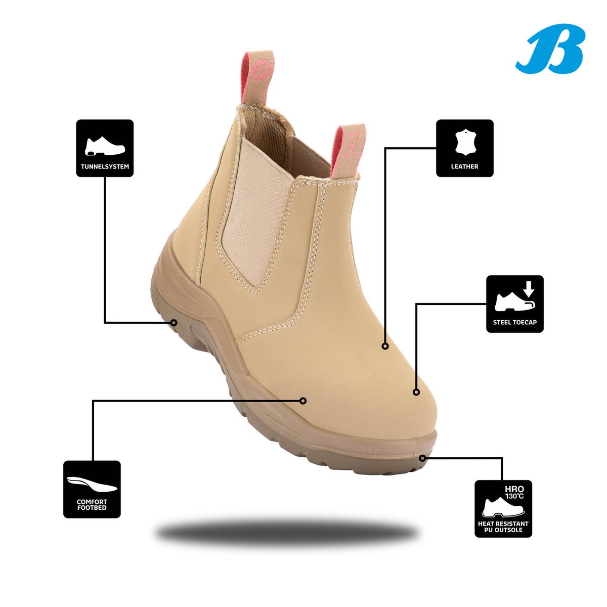 Bata Industrials Women's Sand Juno Slip On Safety Boot US Size 9