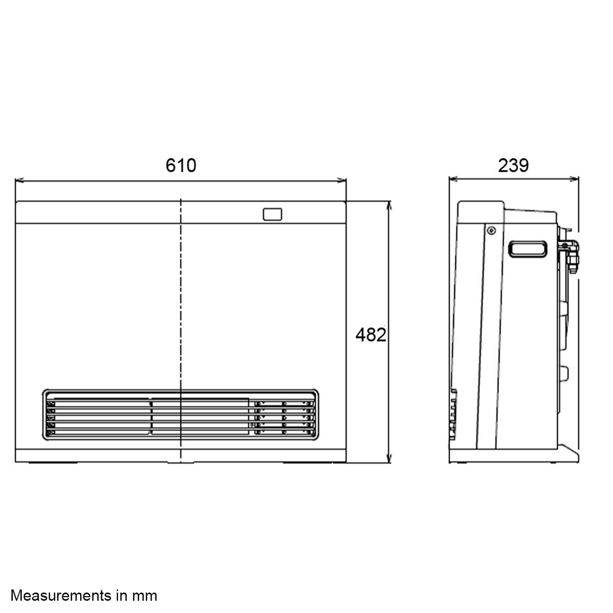 Rinnai Avenger 25 Natural Gas Convector Heater - Heats up to 97sqm - Platinum Silver - AV25SN3