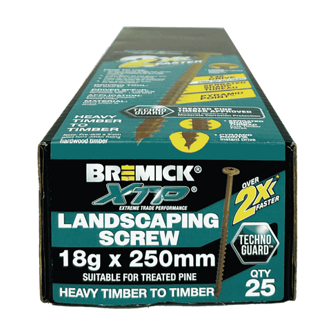 Bremick XTP 18g x 250mm T40 TechnoGuard Landscape Screws - 25 Pack