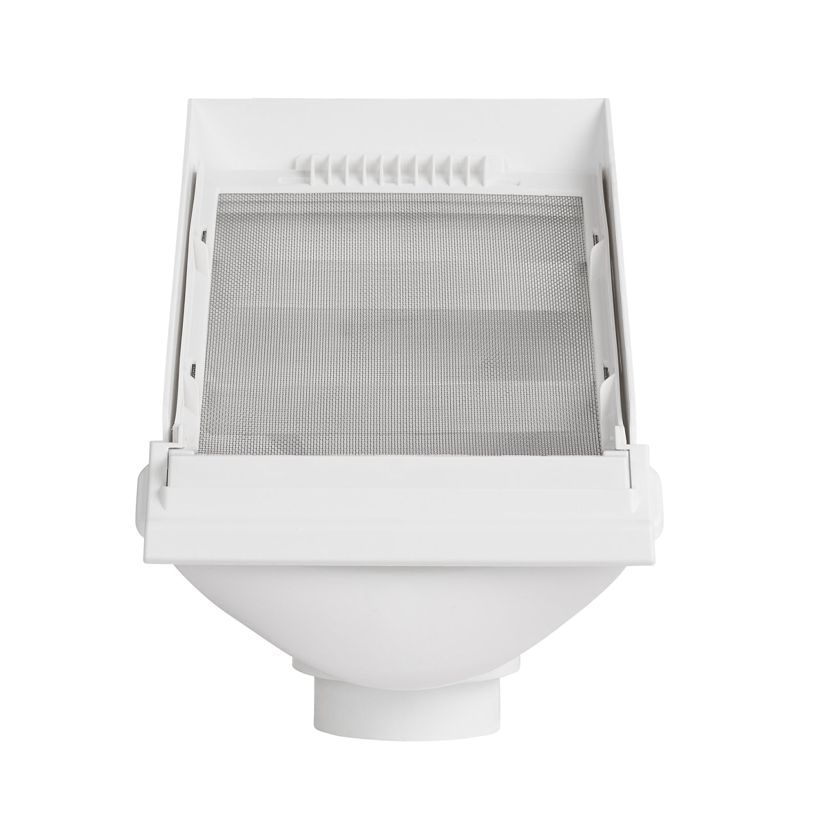 Rain Harvesting 90mm Leaf Beater Rain Head, White UPVC with Stainless Steel Mesh