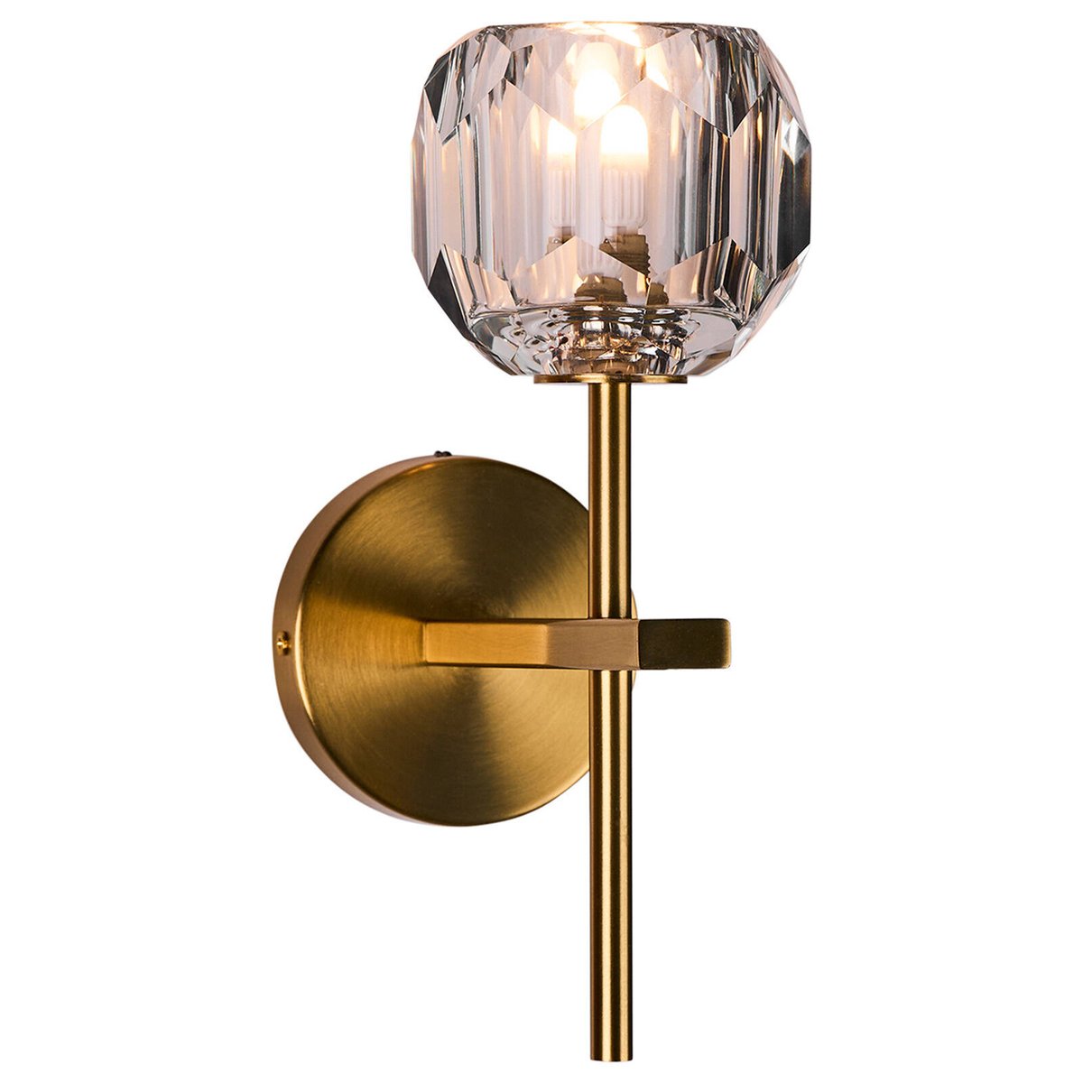 Brilliant Celeste 27.5cm Cut Glass and Satin Brass Vanity Light Indoor 22439/12