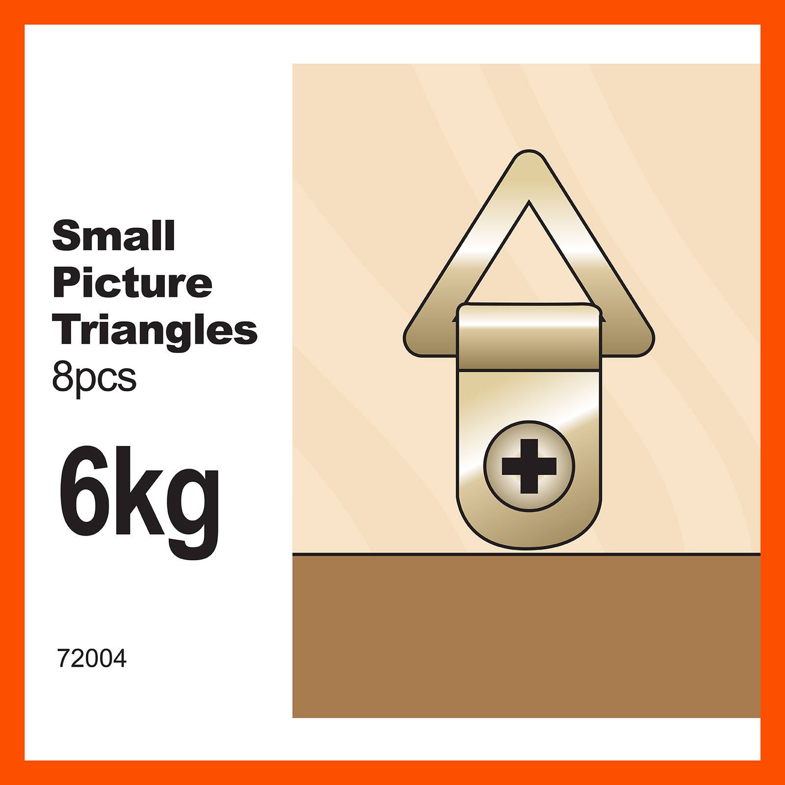 Everhang 21 x 12mm Brass Plated Picture Hanging Triangle D-Ring 8 Pack 6kg