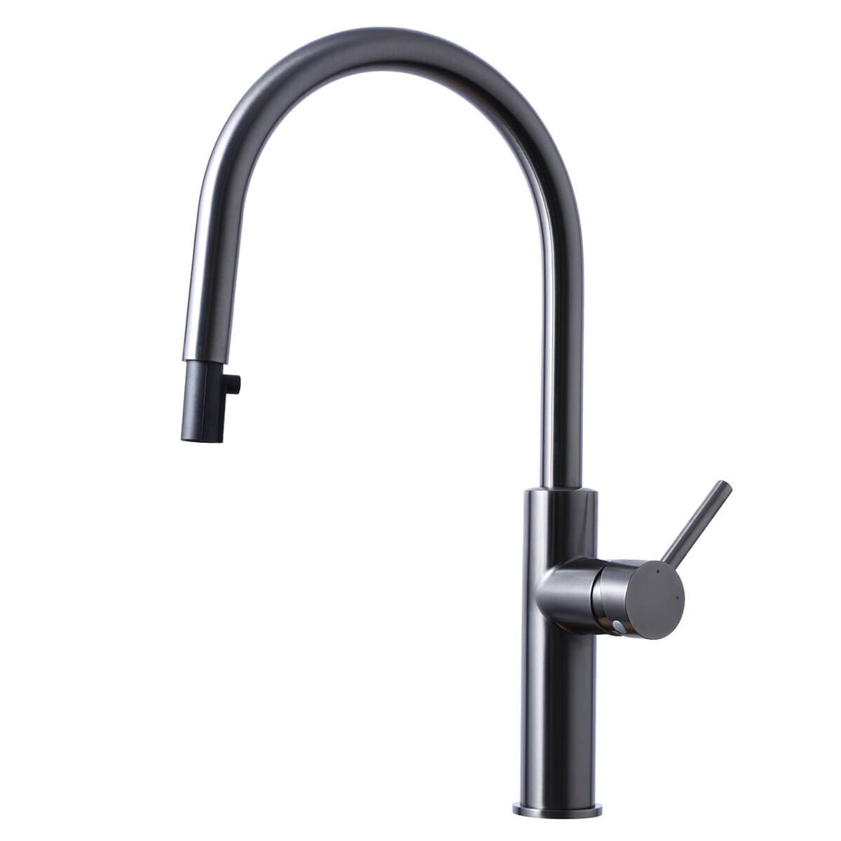 Titan Essentials Lite Gooseneck Pull Out Kitchen Mixer Tap - Brushed Gunmetal PVD, 6 Star WELS - TTGMXP
