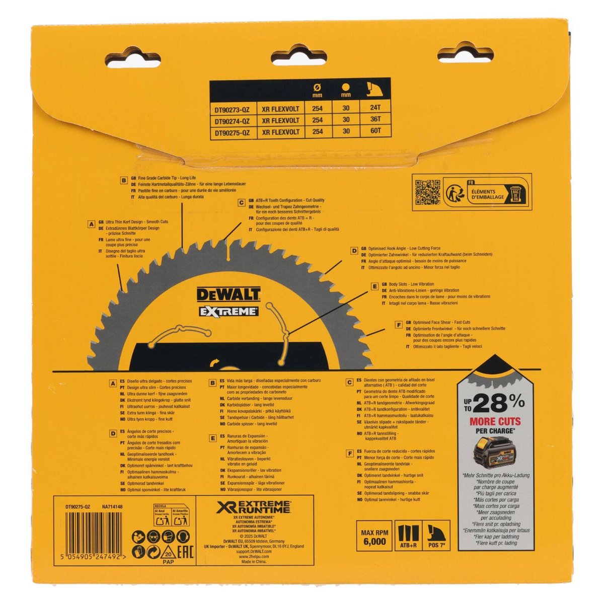 Dewalt XR Circular Saw Blade 254mm 60T - C3 Carbide - Efficient Cutting - SuperSaverAU - view 3