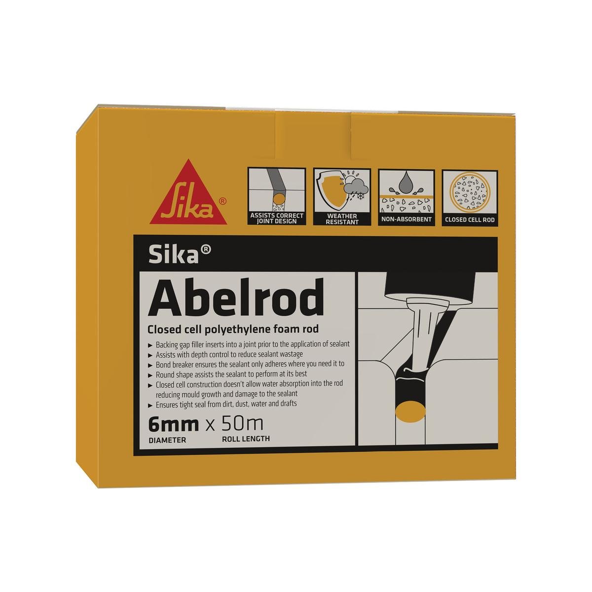 Sika Abelrod Gap Filler 6mm x 50m Polyethylene Foam Weather Resistant - SuperSaverAU - view 1