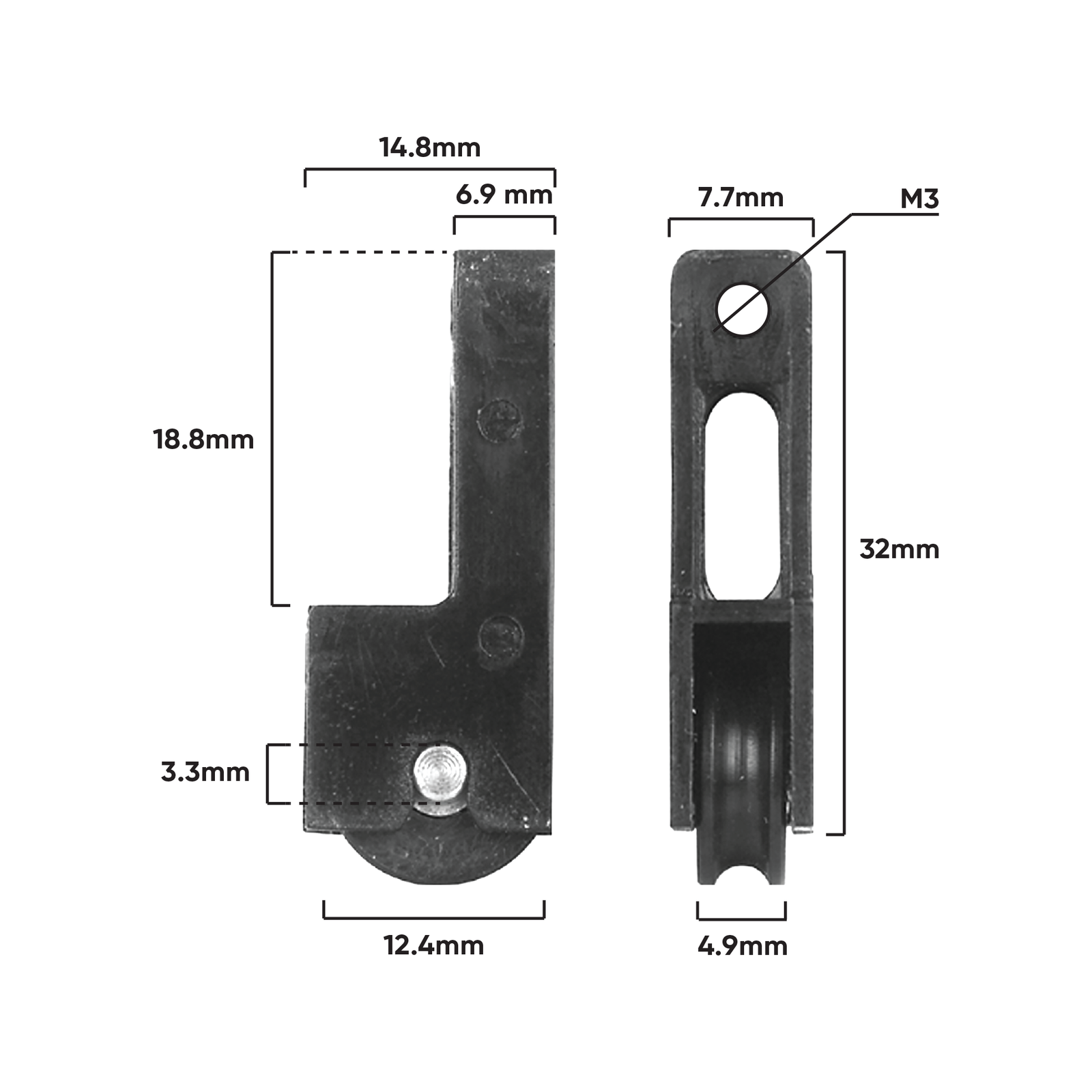Rolltrak Adjustable Nylon Carriage & POM Roller, Sliding Window, 2 Pack