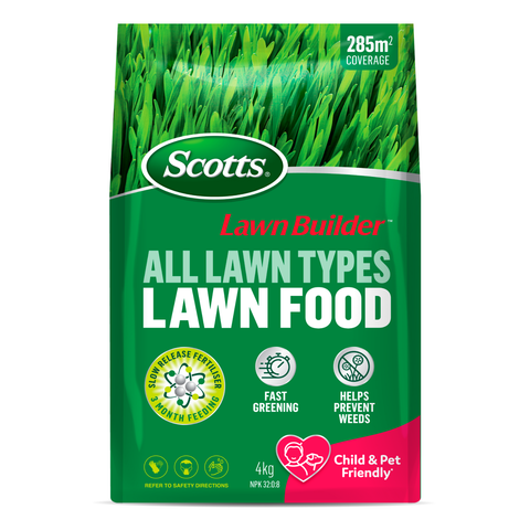 Scotts Lawn Builder All Lawn Types Lawn Food 4kg - Granular Slow Release, Covers 285m2