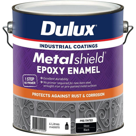 Dulux Metalshield Epoxy Enamel Gloss Paint Black 4L Durable Finish - SuperSaverAU - view 1