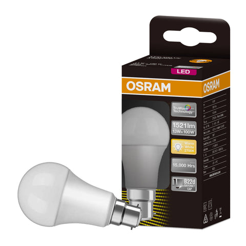 Osram A Shape B22 13W LED Globe, 1521lm Warm White Frosted