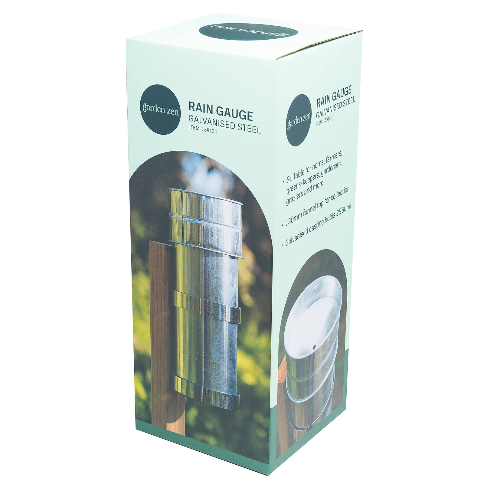 Garden Zen Metal Rain Gauge, Galvanised Steel & Glass, Bracket Mount
