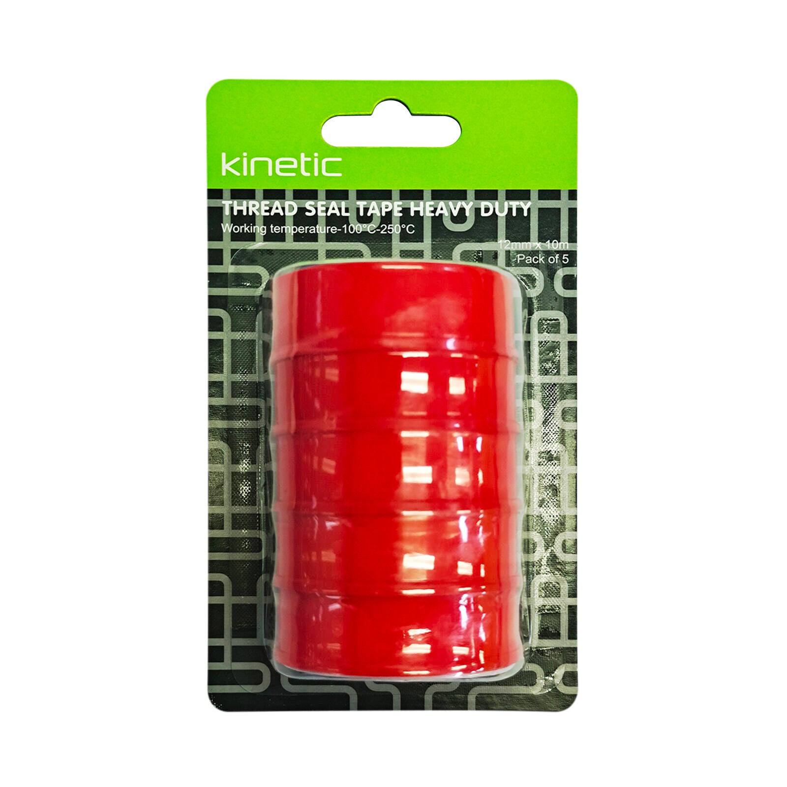 Kinetic 12mm x 10m Pink Heavy Duty Thread Seal Tape, PTFE - 5 Pack