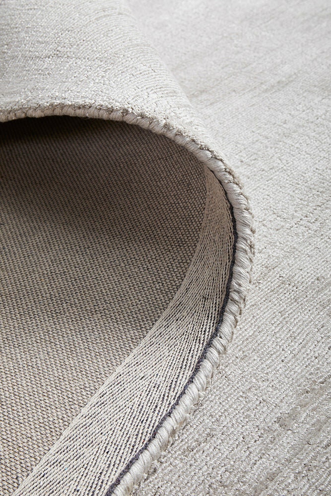 Rug Culture Bliss Large Hand Loomed Viscose Rug 280x190cm - Silver - Cotton Backing - BLSSILV280X190