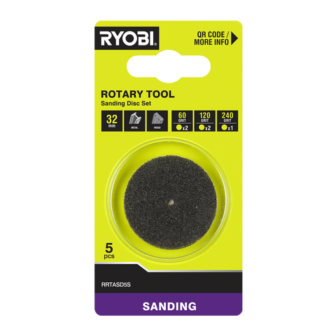 Ryobi 32mm Sanding Disc Set - 5 Piece (60, 120 and 240 Grit)