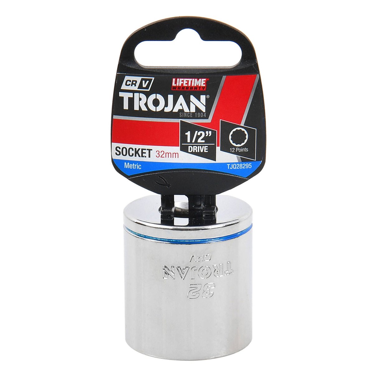 Trojan 32mm Socket 1/2" Drive, Chrome Vanadium 12 Point Metric