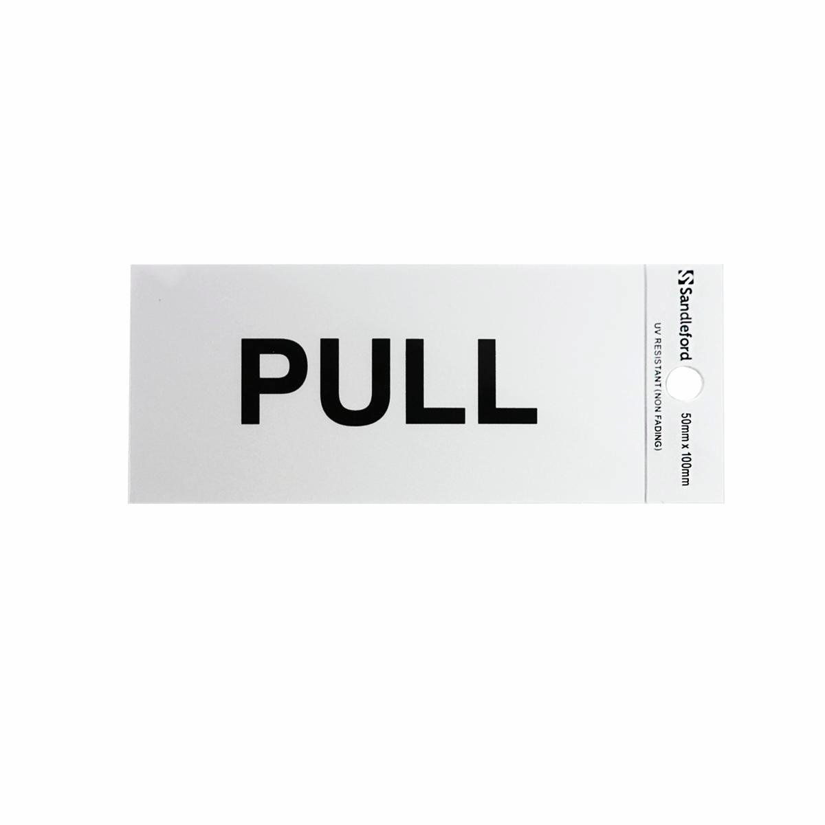 Sandleford 100 x 50mm Pull Self Adhesive Sign, Gloss Silver Weather Resistant Polycarbonate