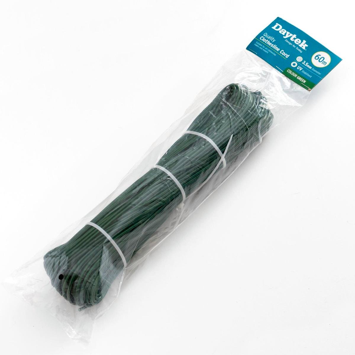 Daytek 60m Green Replacement Clothesline Cord, 3.5mm Nylon Core, UV Stabilised