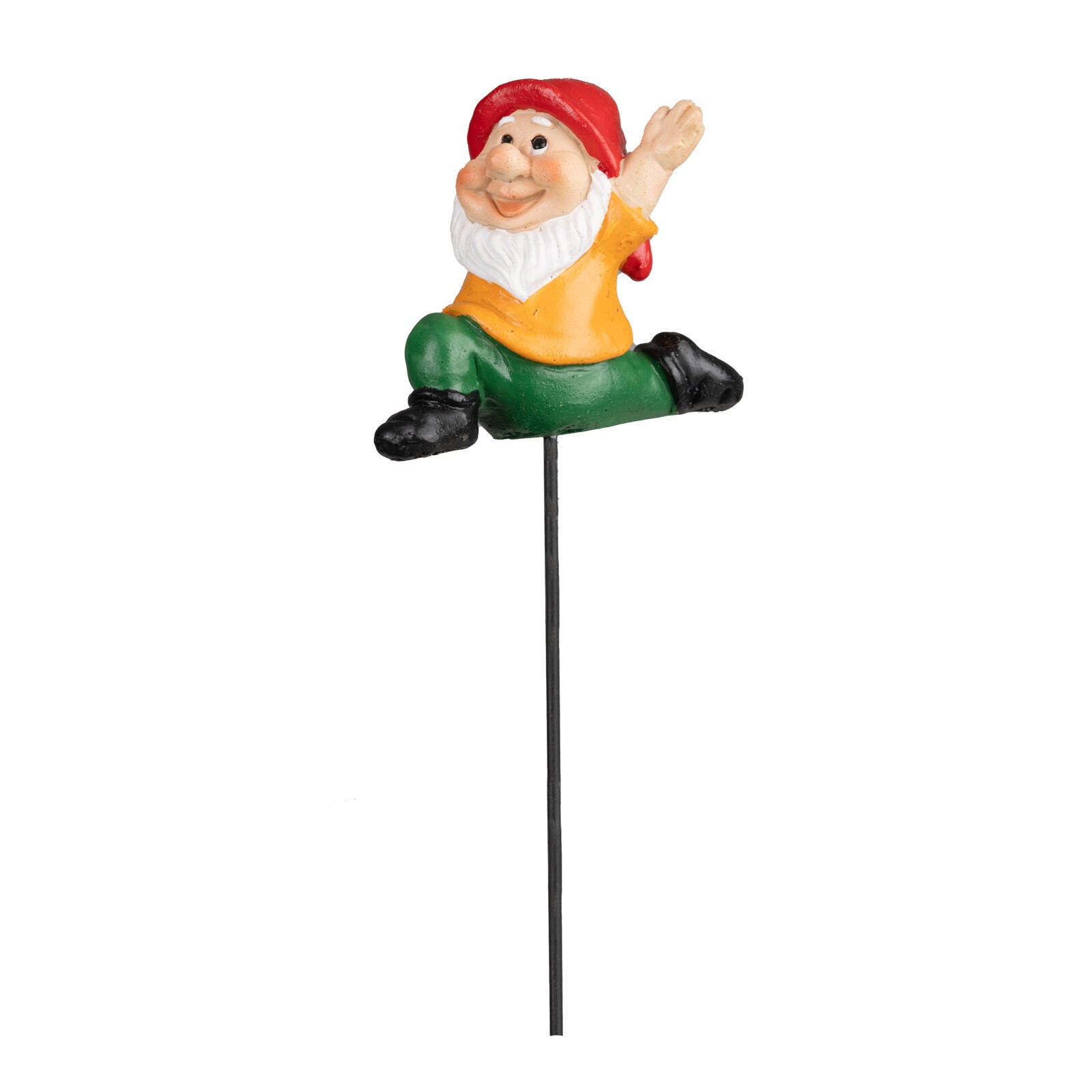 Northcote Pottery 5 x 15cm Red Hat Yoga Gnome Polyresin Garden Stake