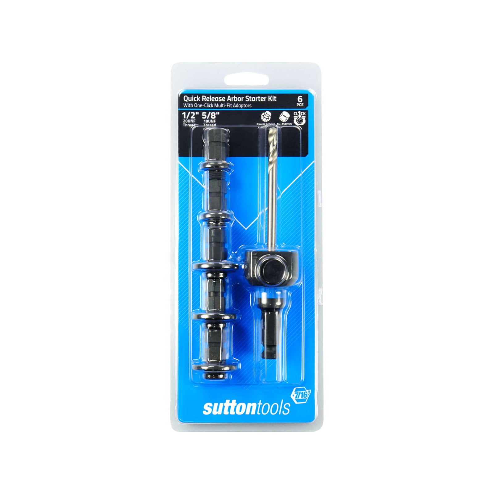 Sutton Tools Quick Release Arbor Starter Kit 6 Piece Steel Blue