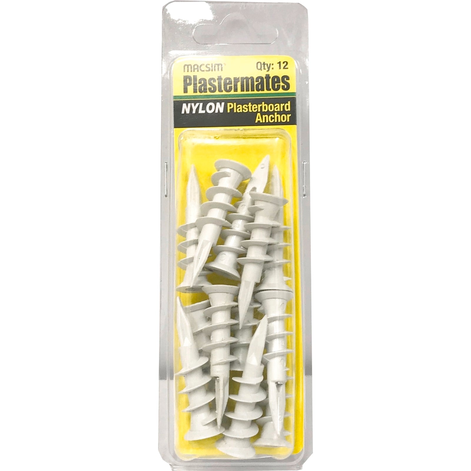 Macsim Fasteners 45mm White Nylon Self Drilling Plastermate Anchor 12 Pack