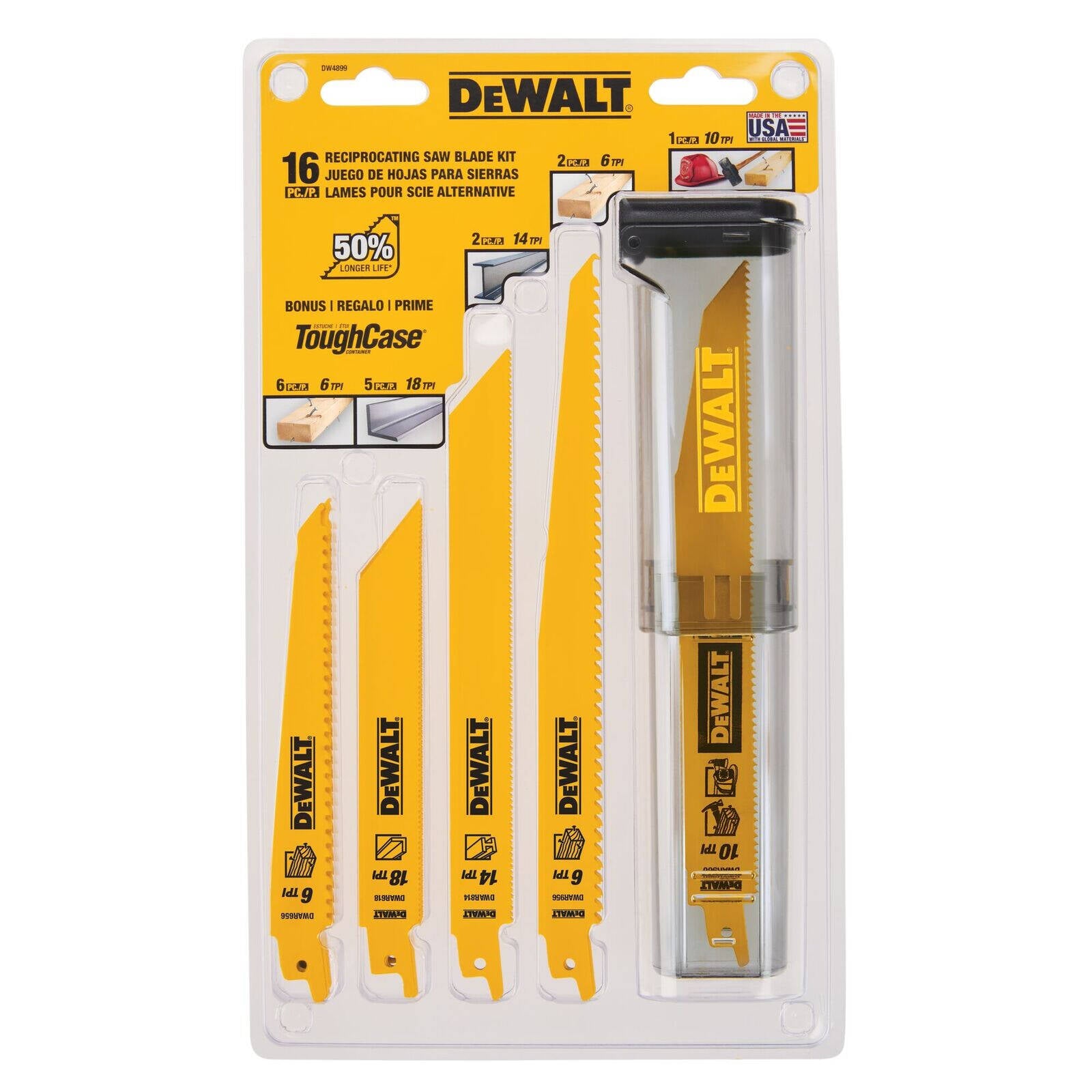 DeWALT 16 Piece Bi-Metal Reciprocating Saw Blade Set with Case
