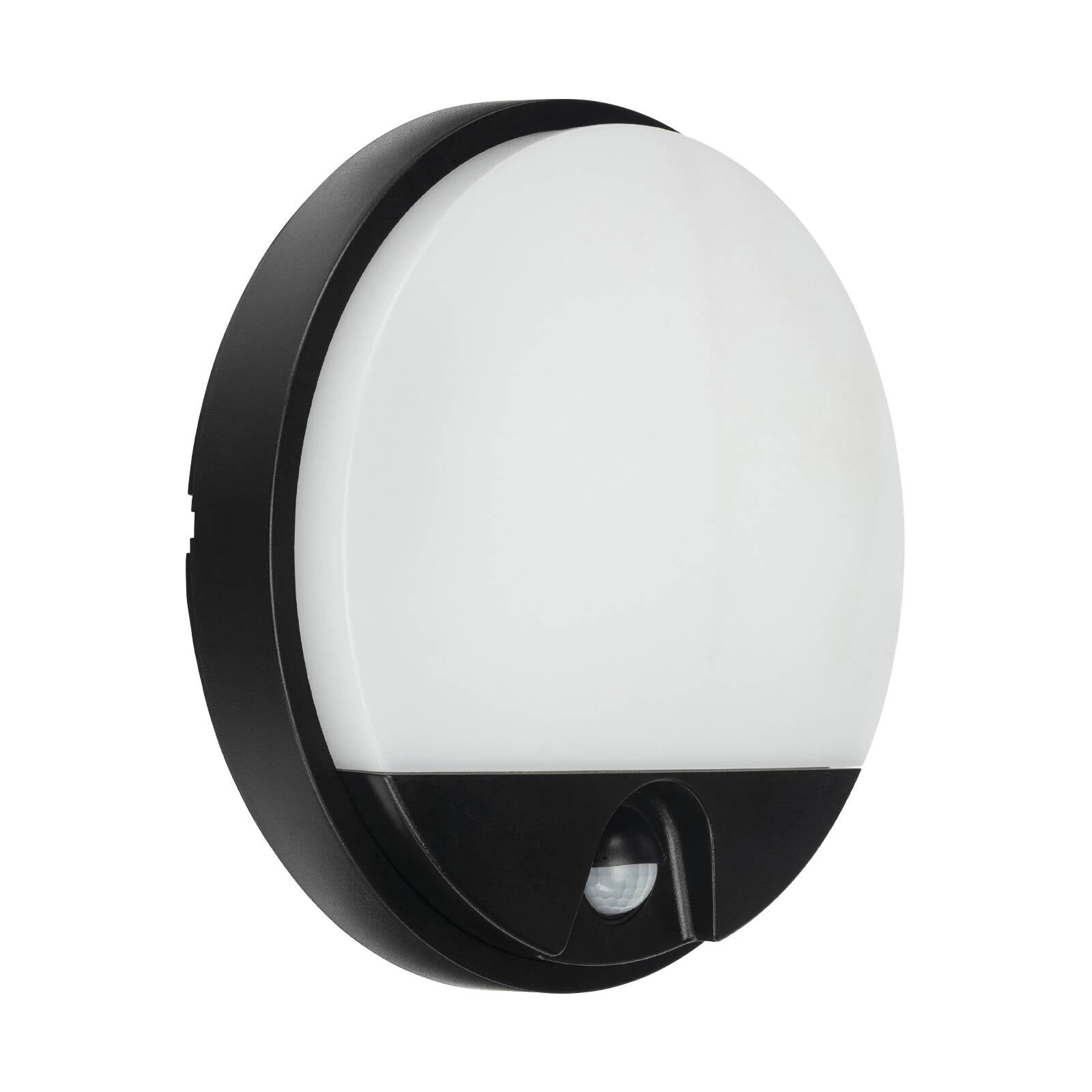 Brilliant 10W Alston Black Slimline Round Bunker Sensor Light Outdoor 21302/06